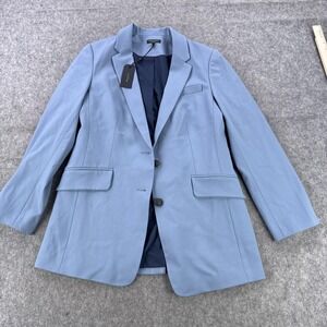 Rag & Bone Charles Twill Blazer Womens 8 Prairie Blue Wool Stretch Long